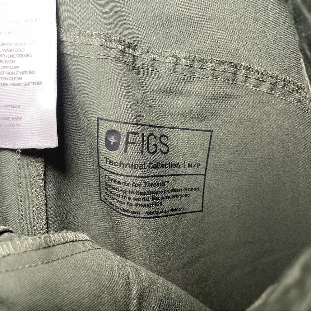 Figs Olive Green Scrub Top and Pants Set with Orange Drawstring - Picture 8 of 8